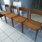 Designer Niels Otto Moller 1960's Suite of 4 Scandinavian Chairs