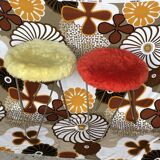 Set of 2 vintage yellow and red moumoute stools 1970