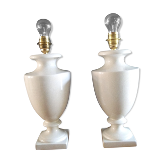 Pair of legs of cracked earthenware lamps