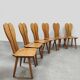 Vintage brutalist wooden dining chairs 1970 'hearts'