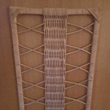 Oak and woven rattan wardrobe 60's vintage