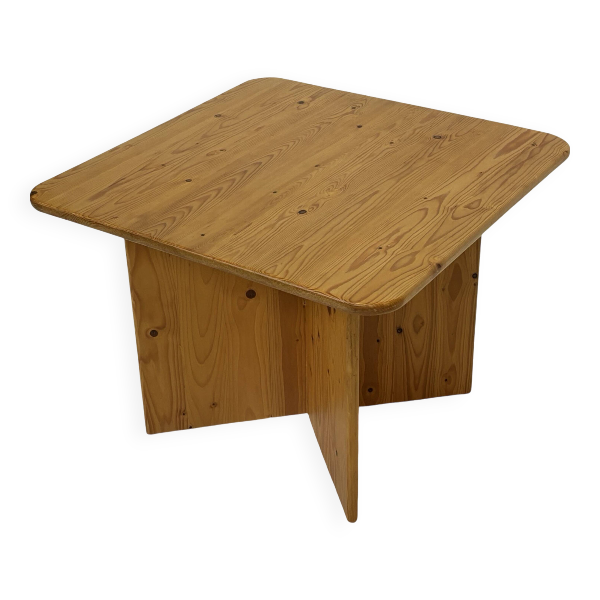 Table basse / table d'appoint vintage en pin au design organique minimaliste