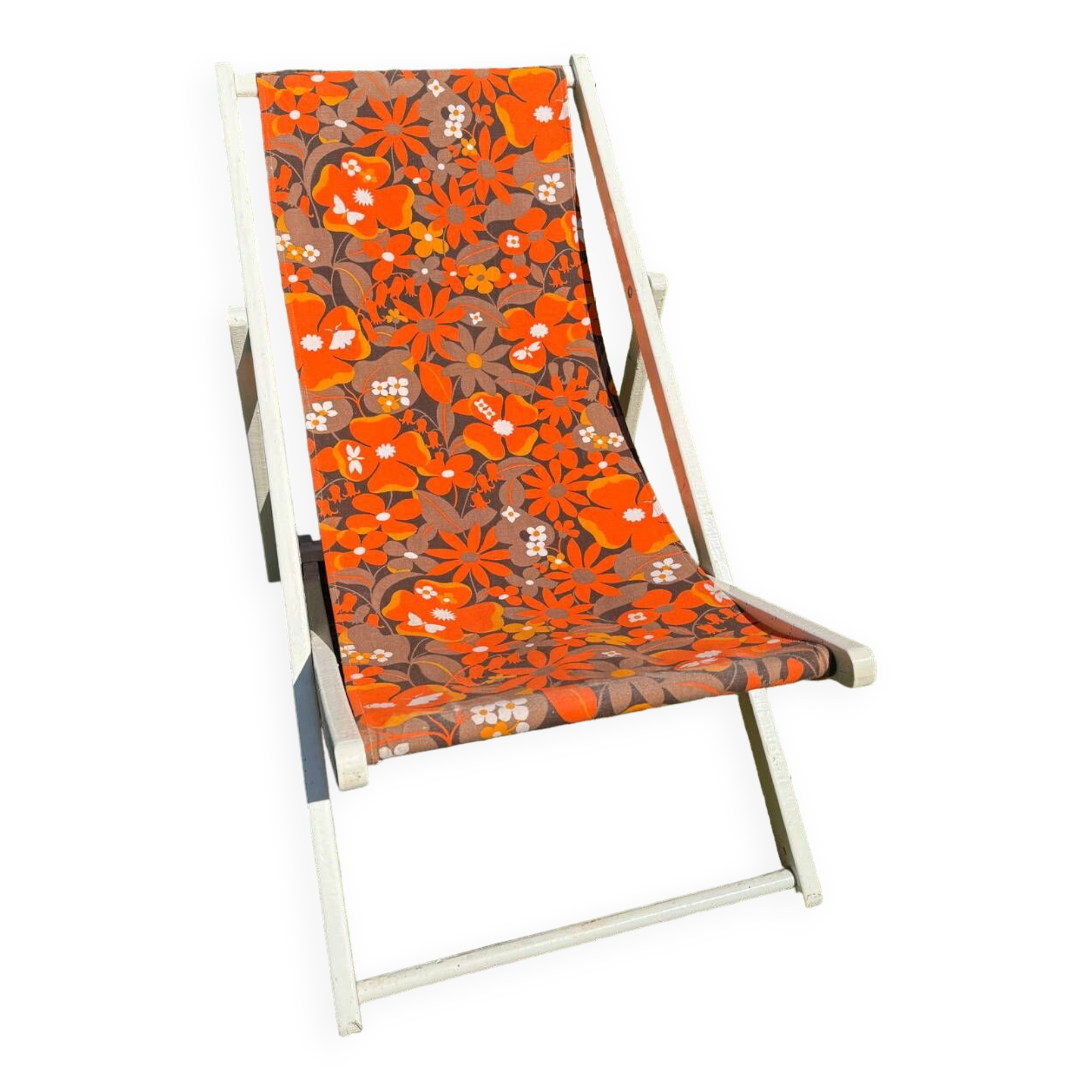 Old vintage flower deckchair