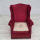 1970s, Danish highback armchair, furniture velour, ash wood legs.