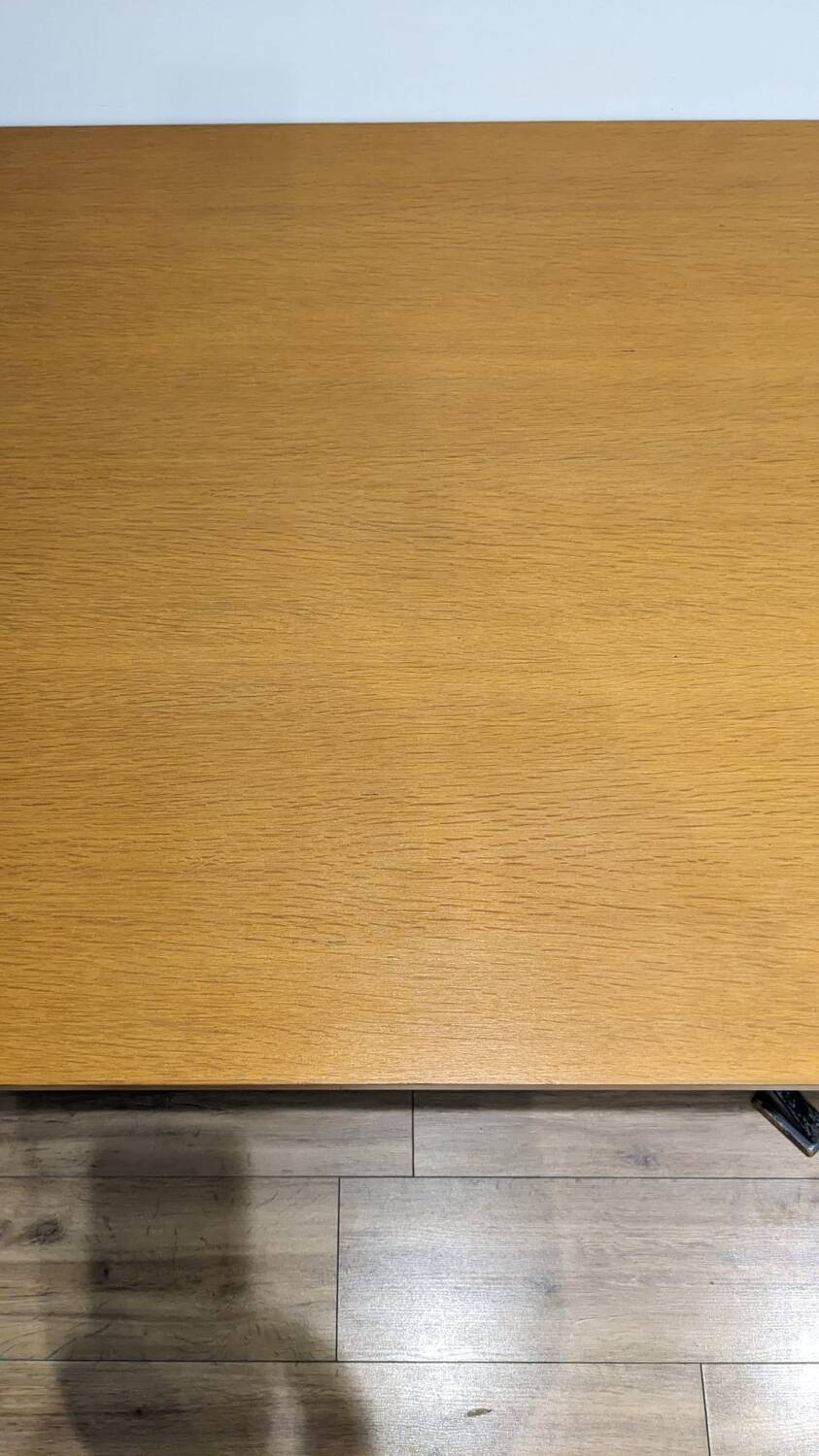 Extendable wooden and metal table, 80s