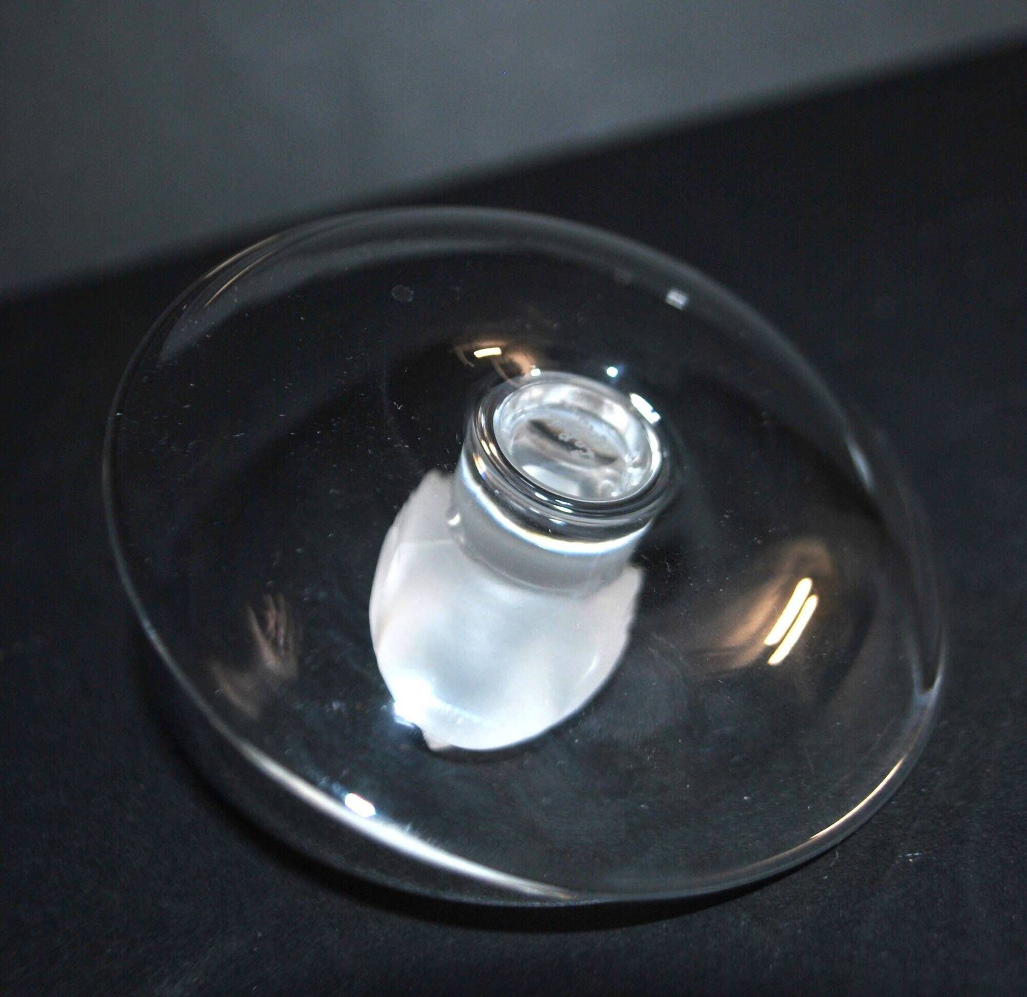 Lalique ashtray bowl Cheeky Sparrow crystal frosted and signed