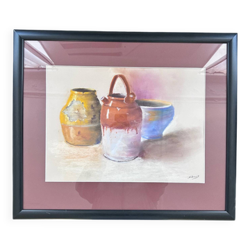 Tableau nature morte poteries