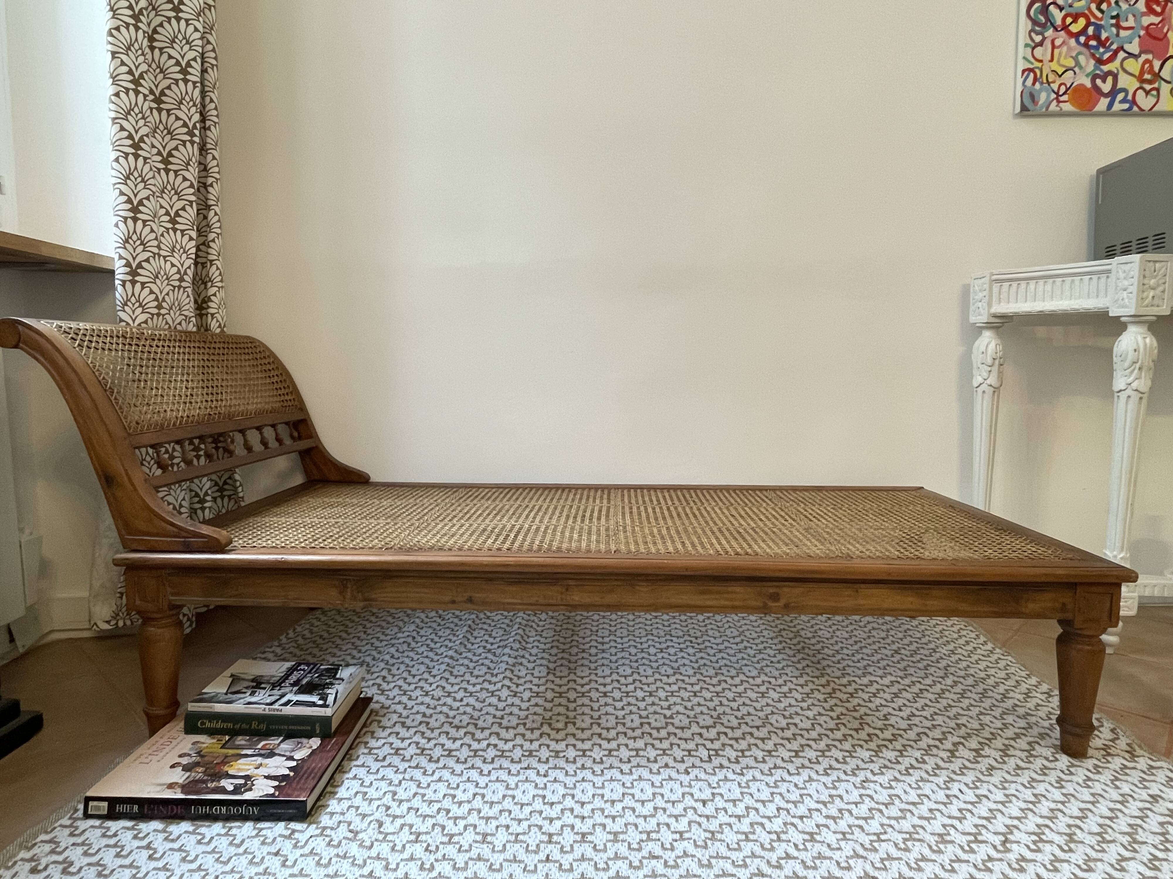 Indonesian daybed, canework and Java teak