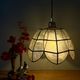 Suspension antique lampshade in blue mother-of-pearl and brass