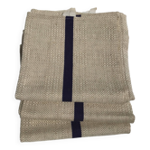 3 torchons tissage basque beige et rayures marine anciens