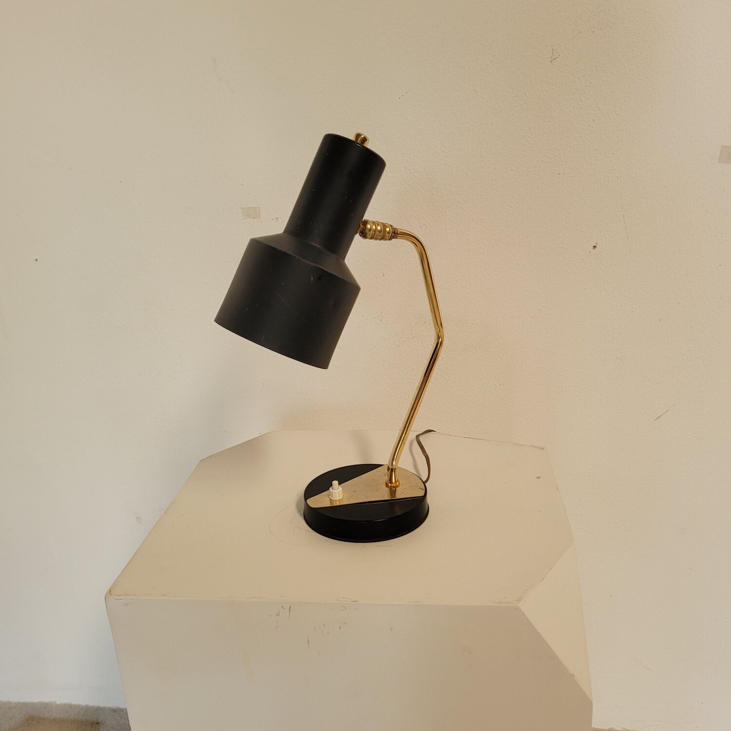 Vintage black and brass lamp from the 1970s