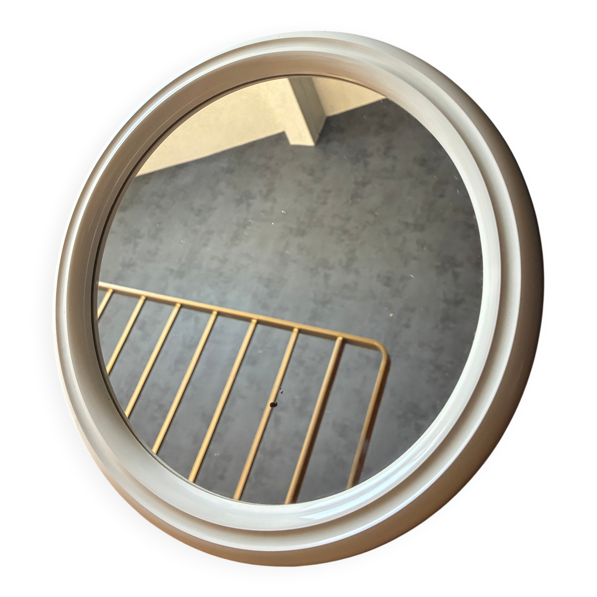Vintage Space Age by Tiger small round mirror in moulded plastic.