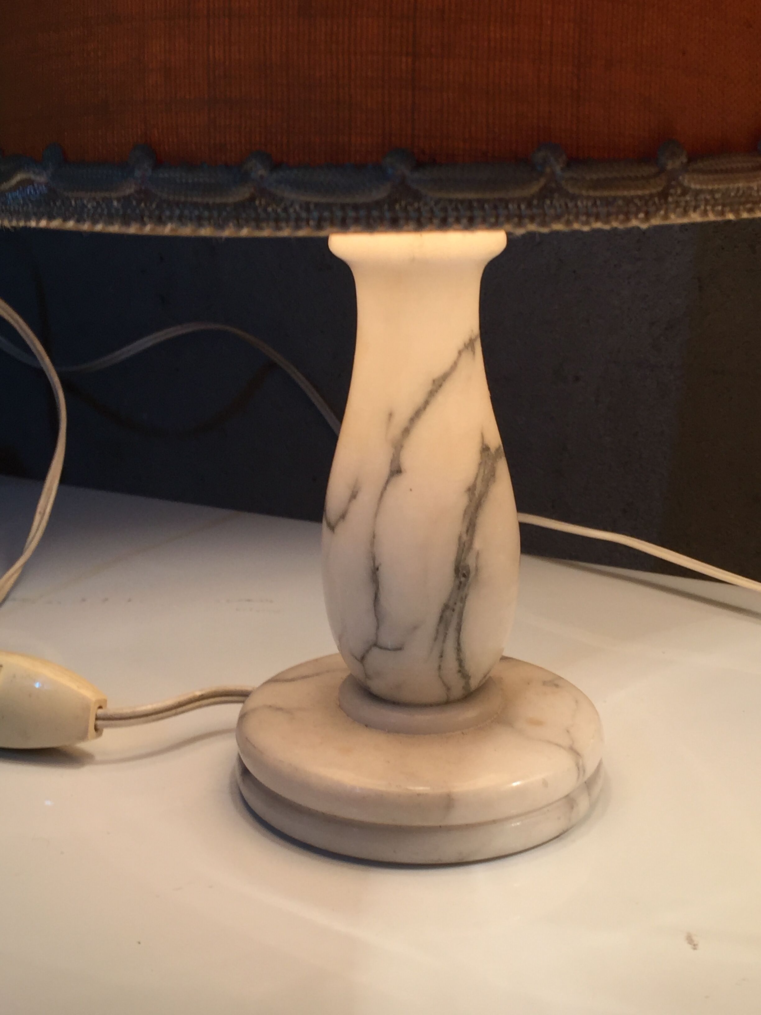 Pair of white marble bedside lamp