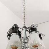 Mazzega Mid-Century Modern Italian Murano Glass and Steel Chandelier, 1970s