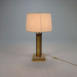 Lampe de table plaquée or et travertin de 24 k kt, années 1970