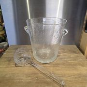 Grand seau à champagne / rafraîchisseur et sa louche Verre bullé Biot