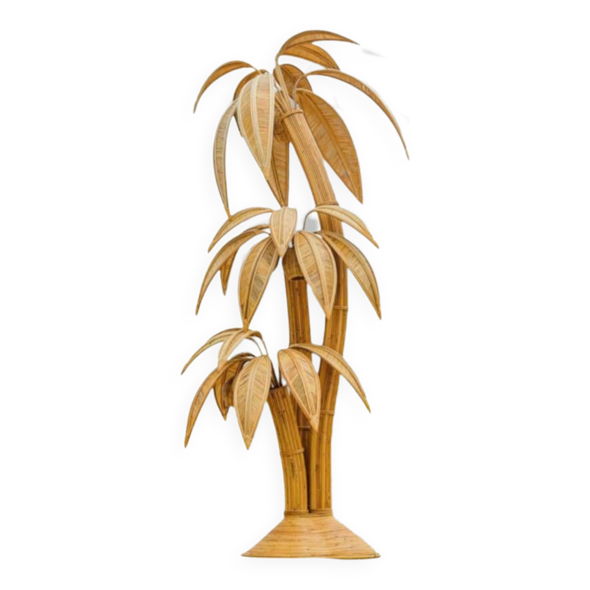 Large rattan “coconut/palm tree” floor lamp