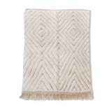 Moroccan Berber carpet blessed ouarain ecru with pink diamonds engraved 288x194cm