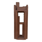Superb postmodern brutalist sculpture in wood, metal, and material.