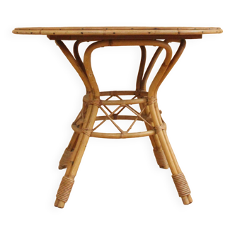 Table à repas en rotin et bois