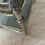 Small rolling serving table in brass and glass, 1970s, Maison Baguès