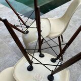 Lot of 4 DSW chairs in walnut fiber by Eames Herman Miller, vintage