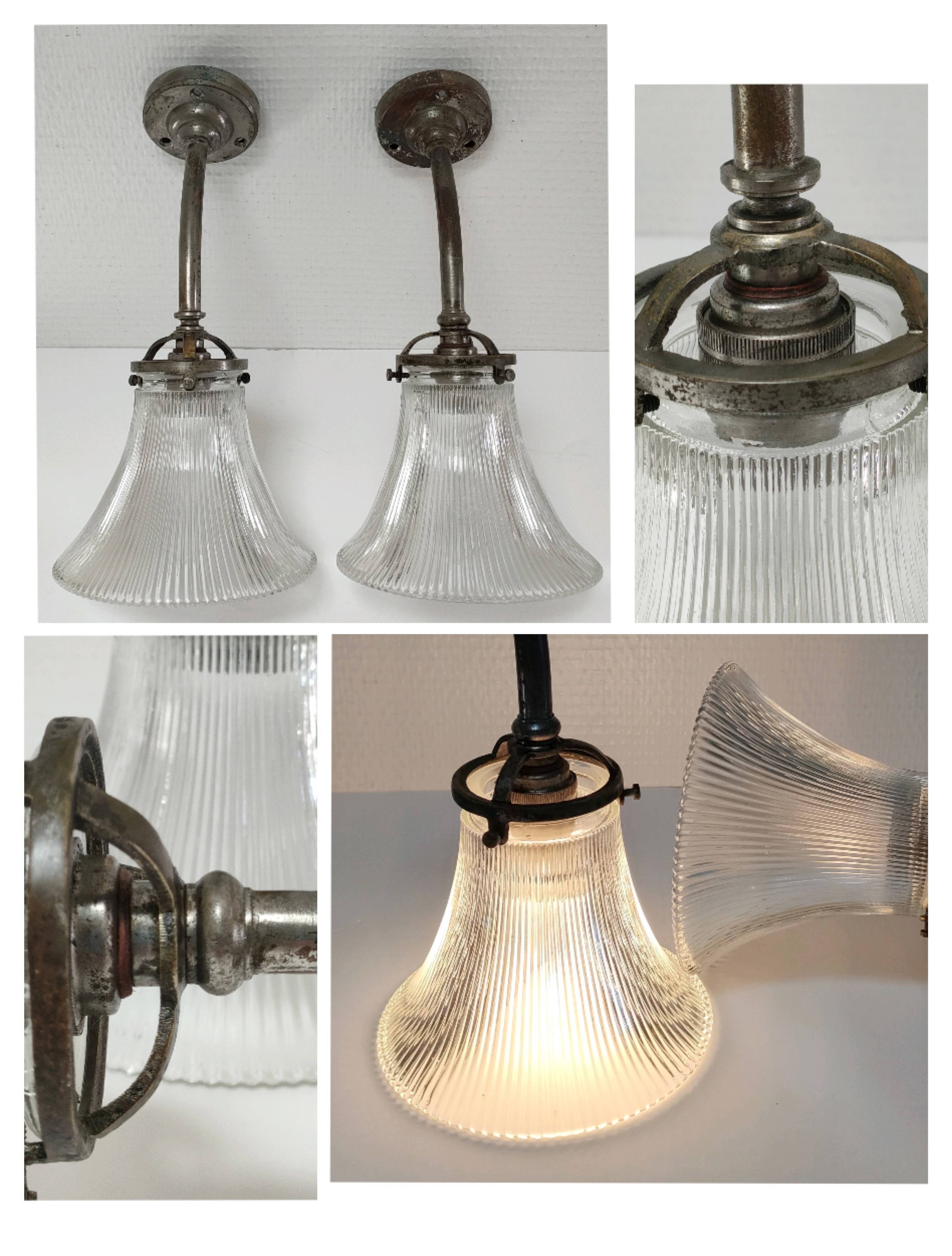 Pair of bronze and glass sconces  1900