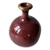 Soliflore vase in oxblood glazed ceramic Signed (Signature to be identified)