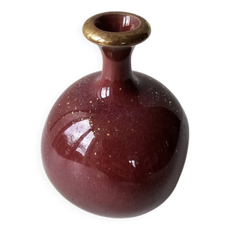 Soliflore vase in oxblood glazed ceramic Signed (Signature to be identified)
