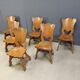Brutalist oak dining chairs, Netherlands - 1960s