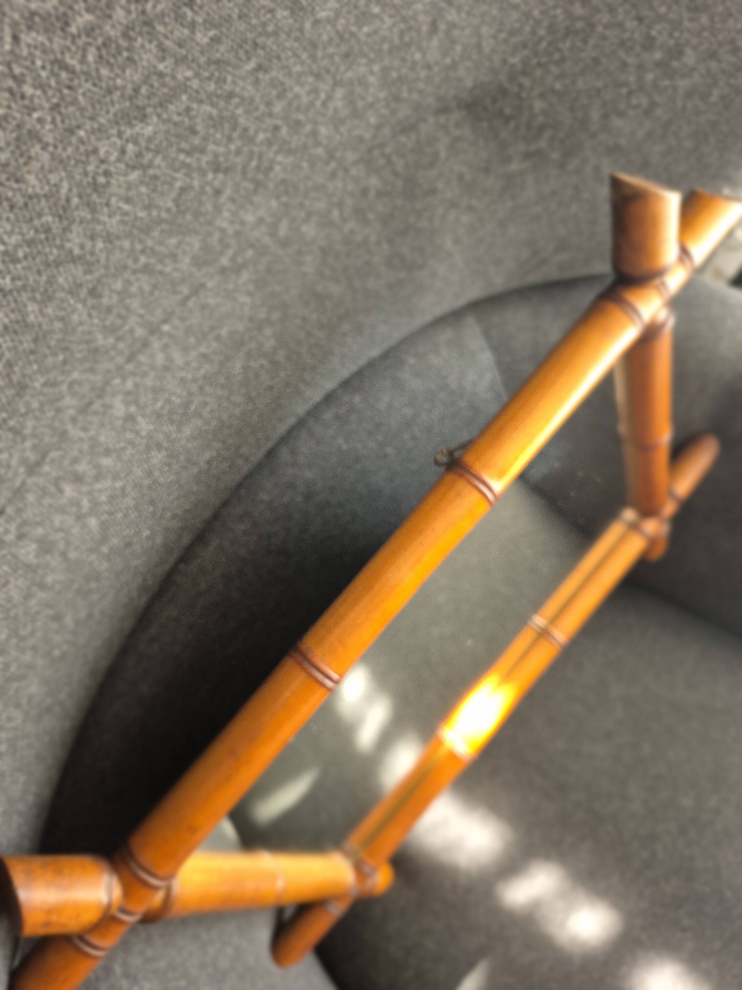 Vintage Belle Epoque Bamboo Turned Wood Mirror