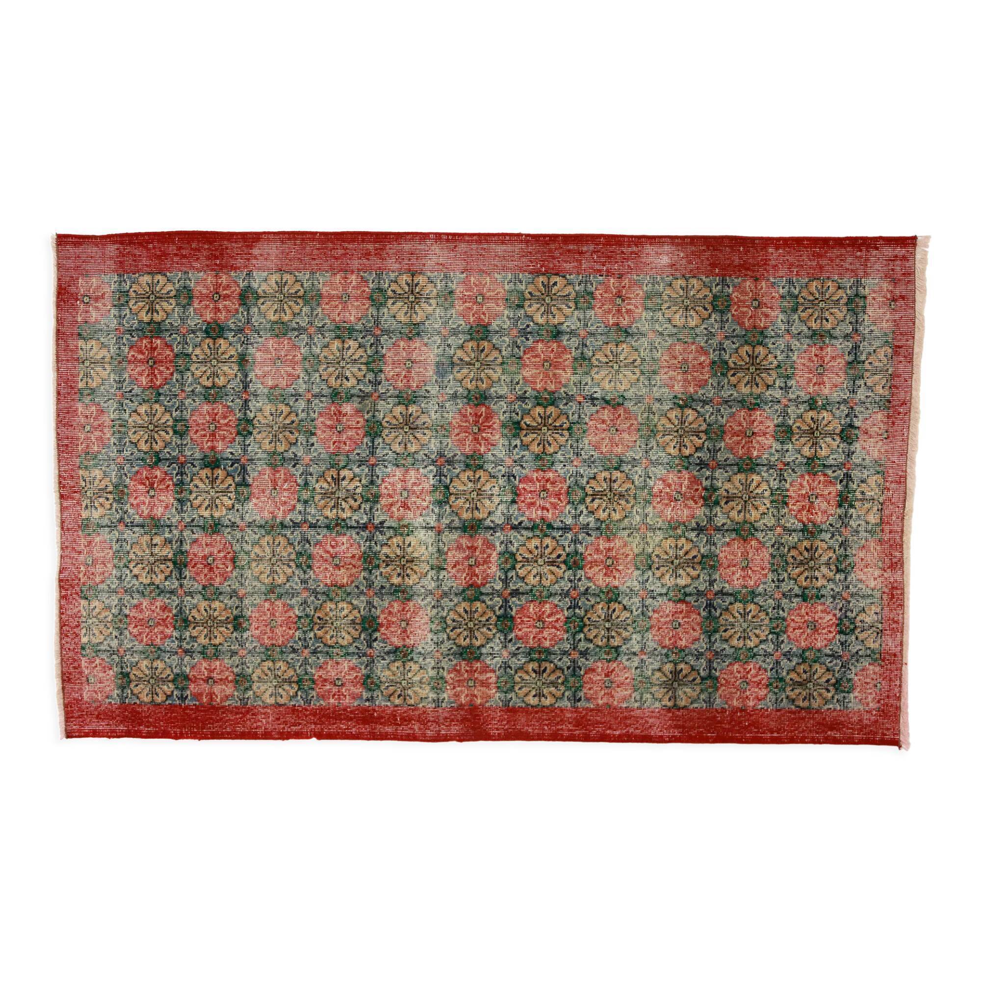Anatolian handmade vintage rug 212 cm x 124 cm