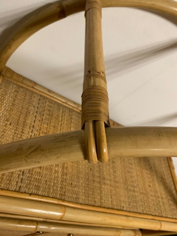 Meuble étagère en rotin des années 1980’