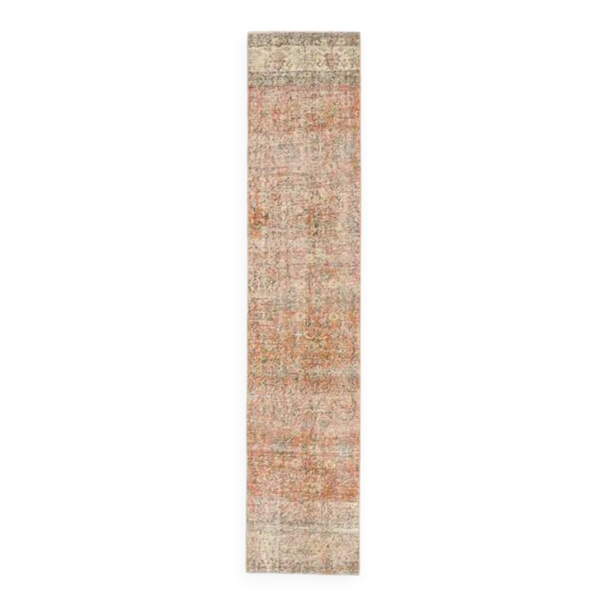 1970s Turkish Hand-Knotted Wool Cotton Orange Runner Rug 60x293