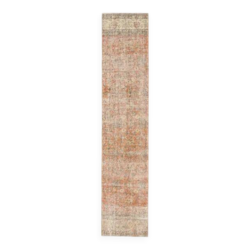 1970s Turkish Hand-Knotted Wool Cotton Orange Runner Rug 60x293