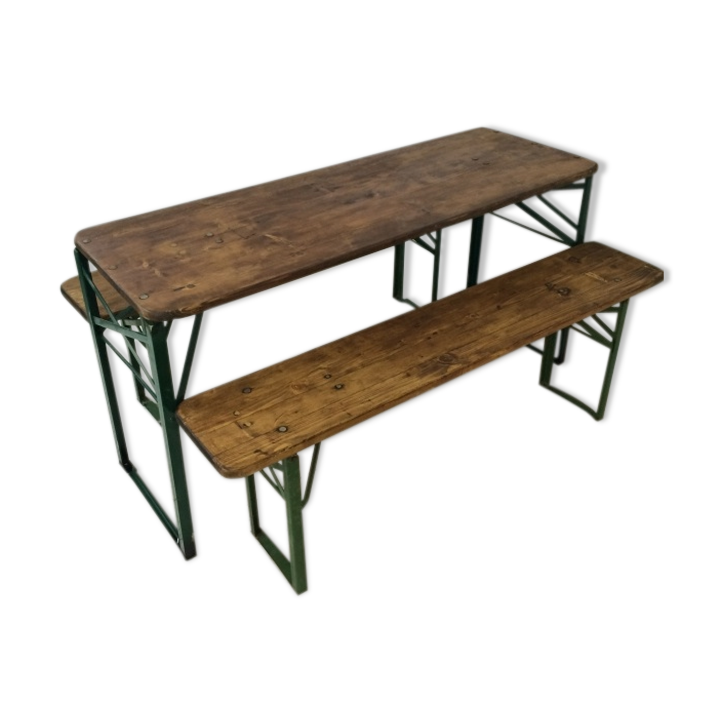 Vintage German beer table and benches of custom length