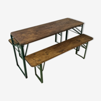 Vintage German beer table and benches of custom length