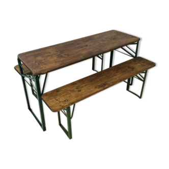 Vintage German beer table and benches of custom length