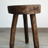 Vintage folk art tripod brutalist stool
