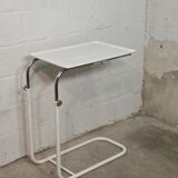 1970s adjustable side table in white lacquered metal