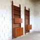 1950s Italian mid-century teak floor-to-ceiling wall unit