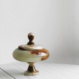 Marbled onyx box with lid - empty pocket bowl on marble base.
