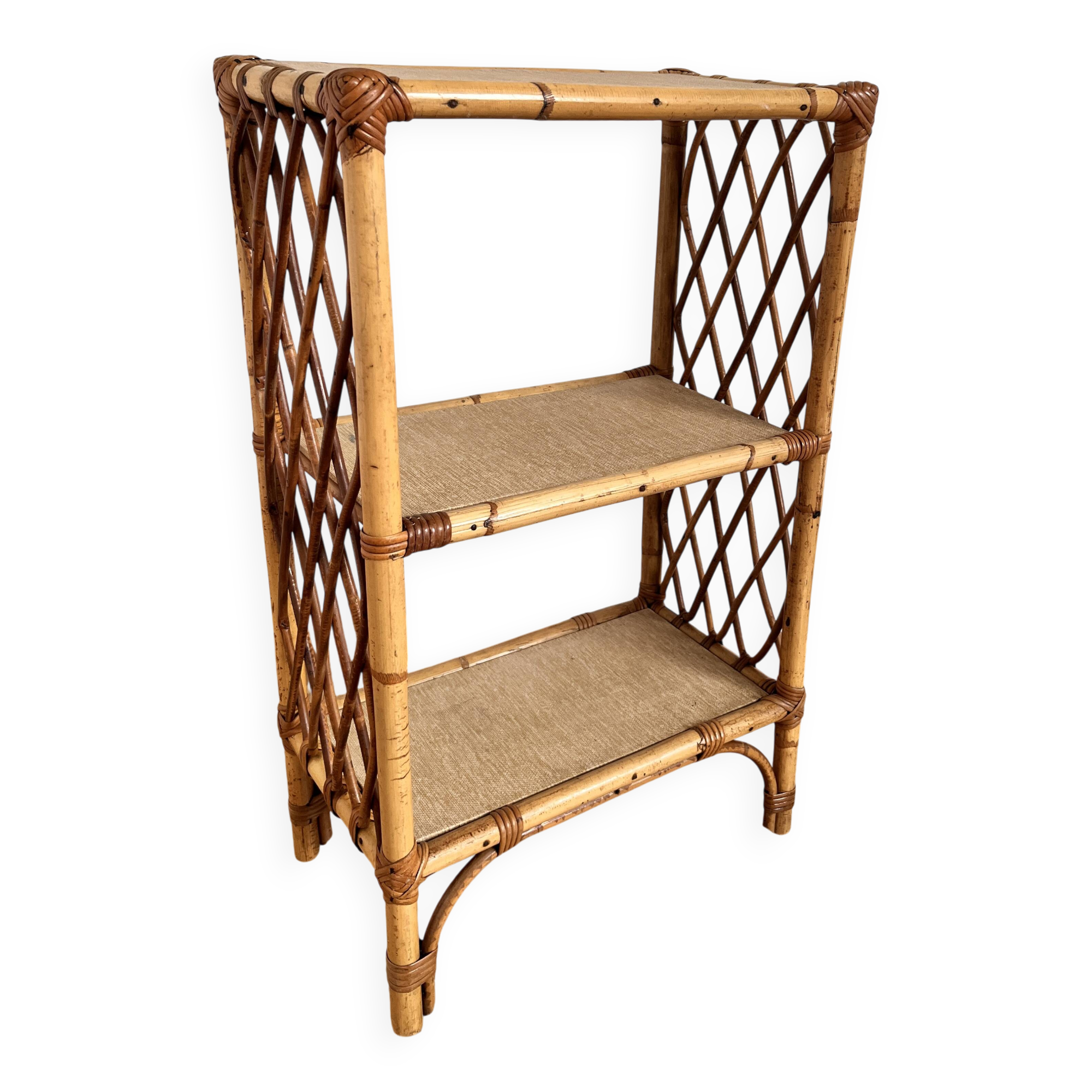 étagère biblothèque rotin