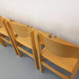 Set of 4 minimalist vintage beechwood chairs from the 80s