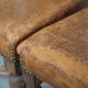 Set of 4 antique wooden and sheepskin leather dining chairs