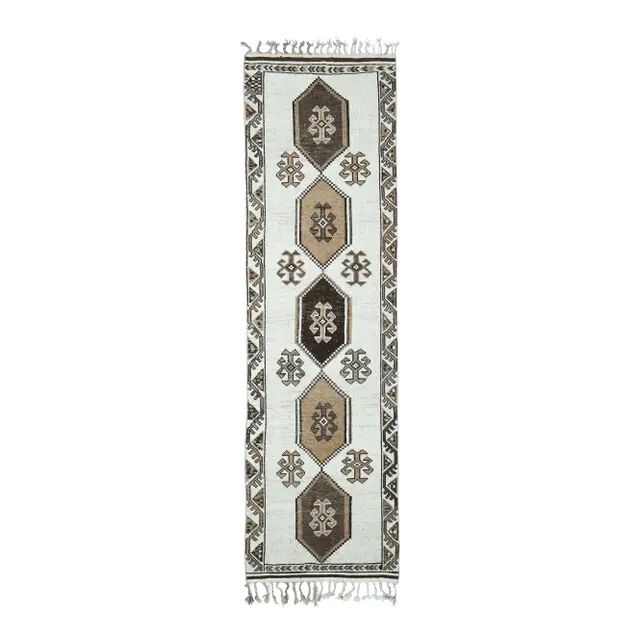 Vintage Turkish Oushak Handmade Wool Runner 100x365