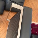 Canapé, cuir noir, Roche Bobois avec méridienne, canapé d’angle