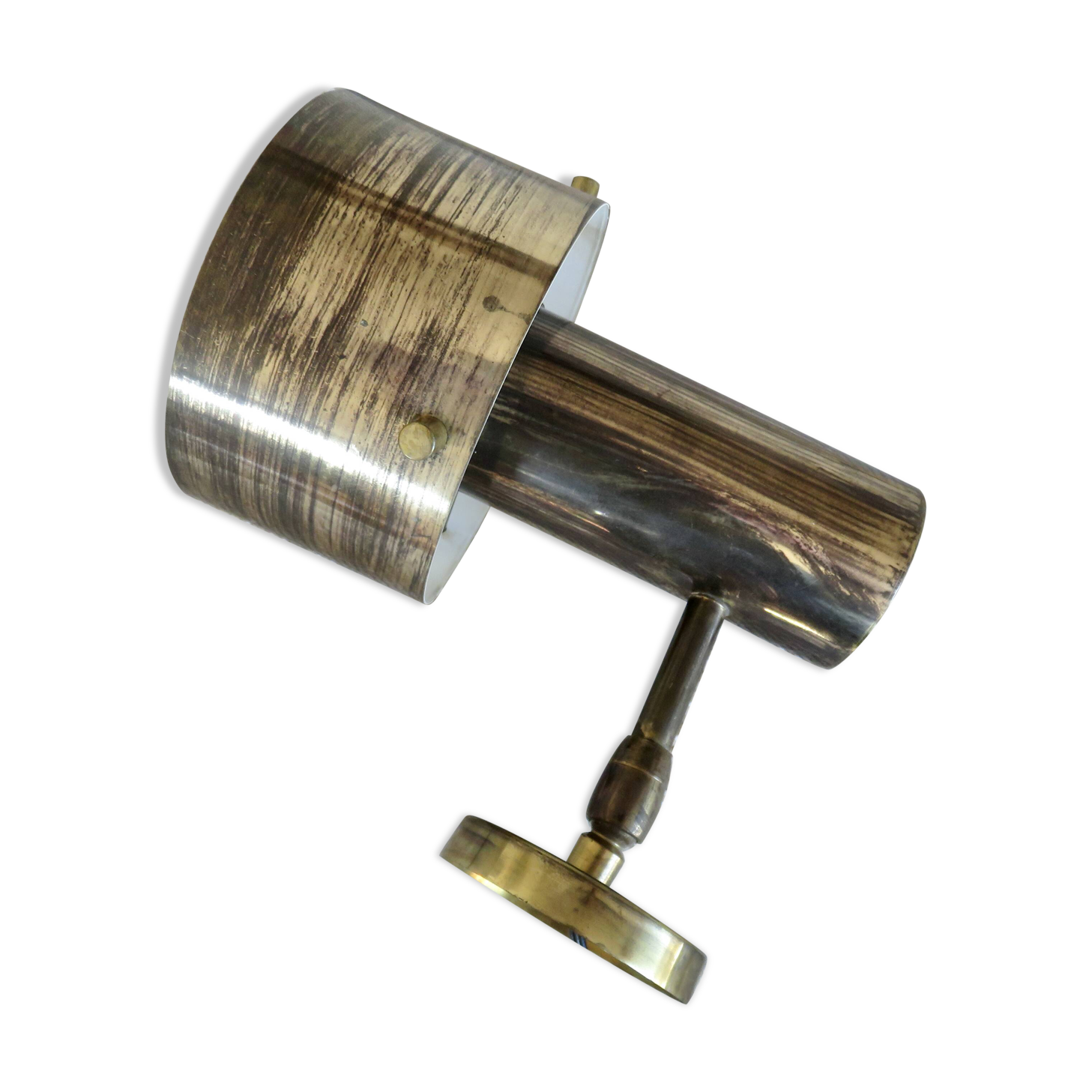 Wall light Jo Hammerborg in patinated brass, gun barrel finish, Denmark, 1970s.
