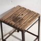 Vintage industrial stool made of pine wood and iron – Central Europe, around 1950