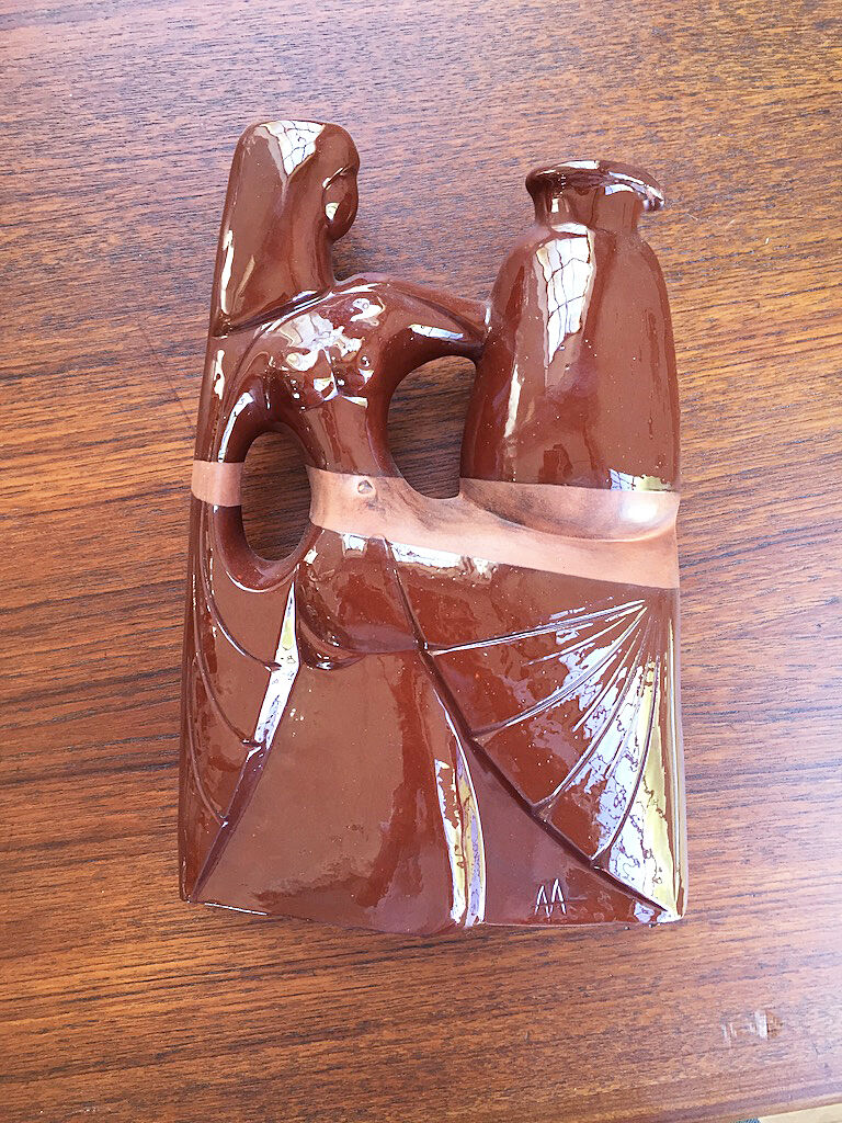 Ceramic pitcher vase polymorphic woman art deco